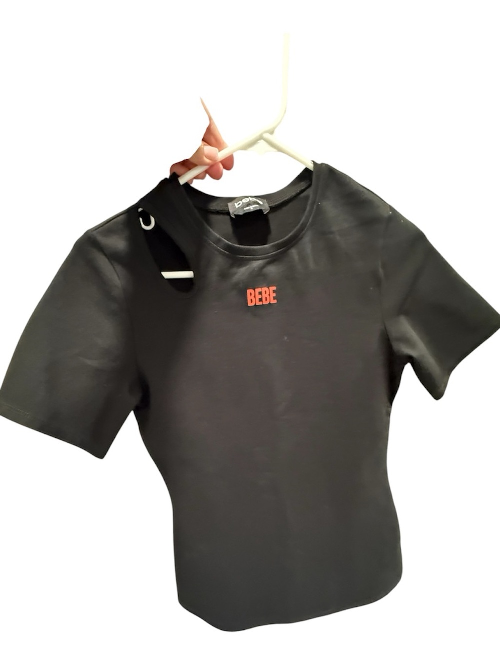 bebe Black Tee with Red Logo